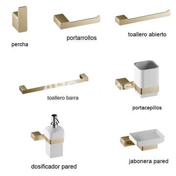 Accesorios de baño en oro cepillado modelo HERA - Imagen 1