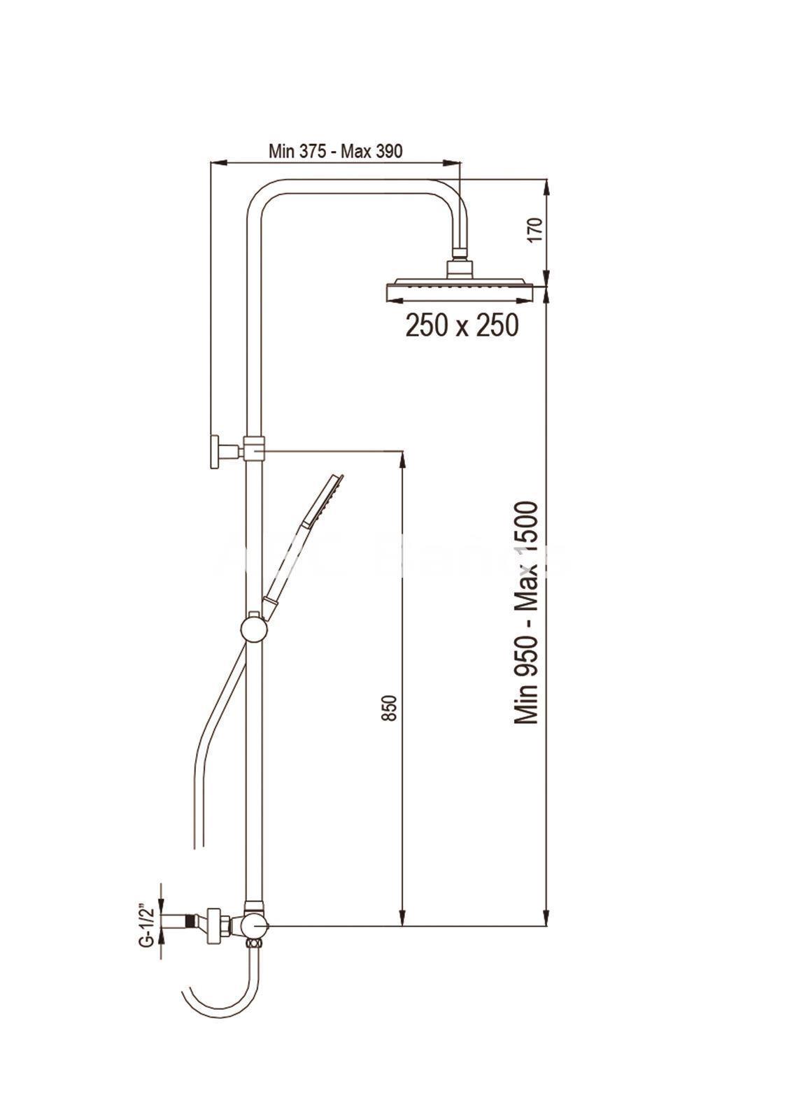 Conjunto de ducha NITE Negro monomando (cuadrado) - Imagen 2