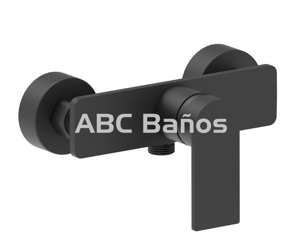 Grifo de ducha ALPHA negro completo (con soporte, mango y flexo) - Imagen 1