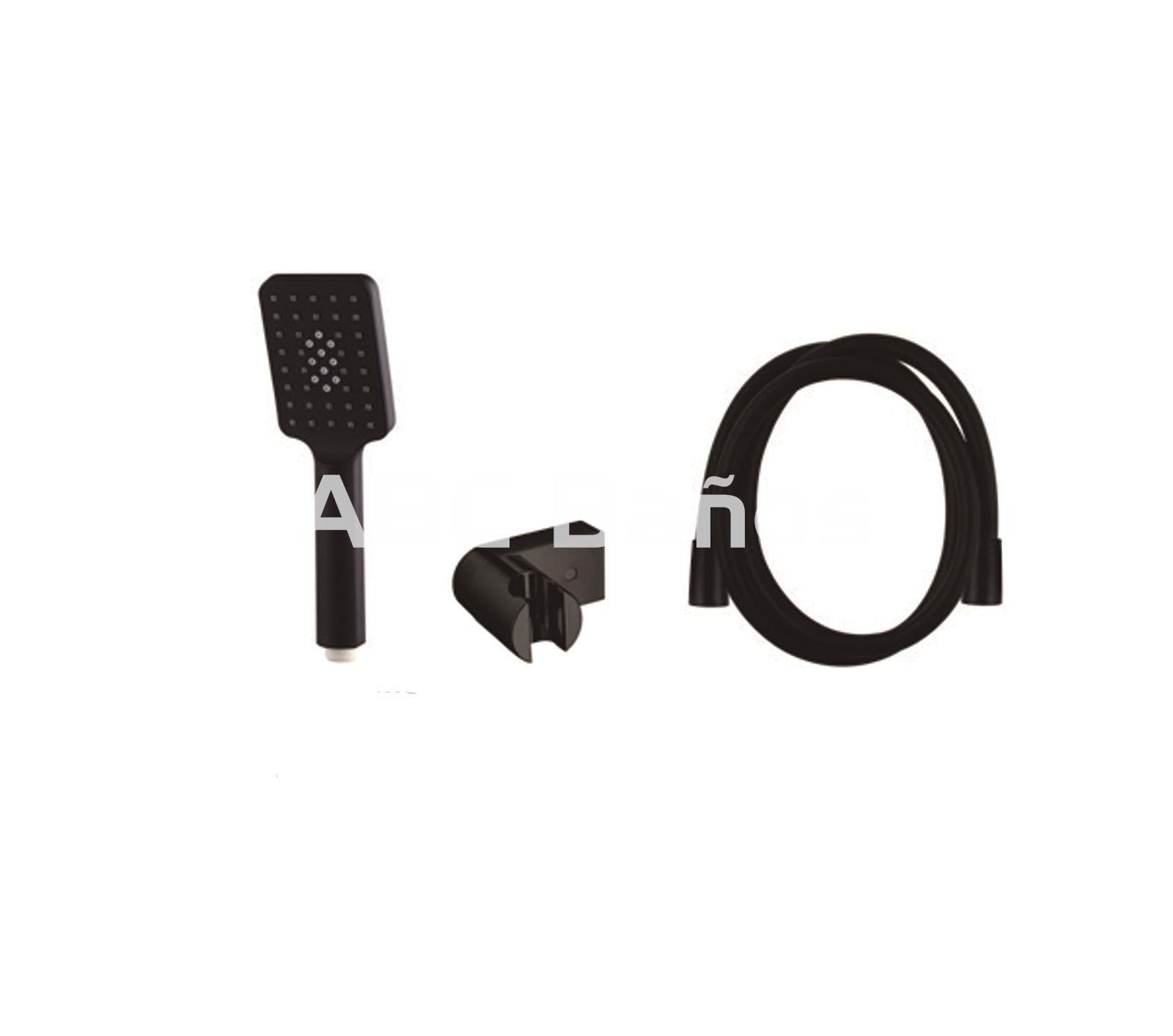 Grifo de ducha ALPHA negro completo (con soporte, mango y flexo) - Imagen 2