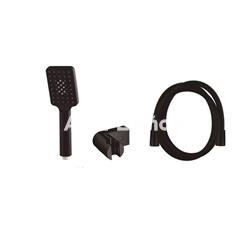 Grifo de ducha ALPHA negro completo (con soporte, mango y flexo) - Imagen 2