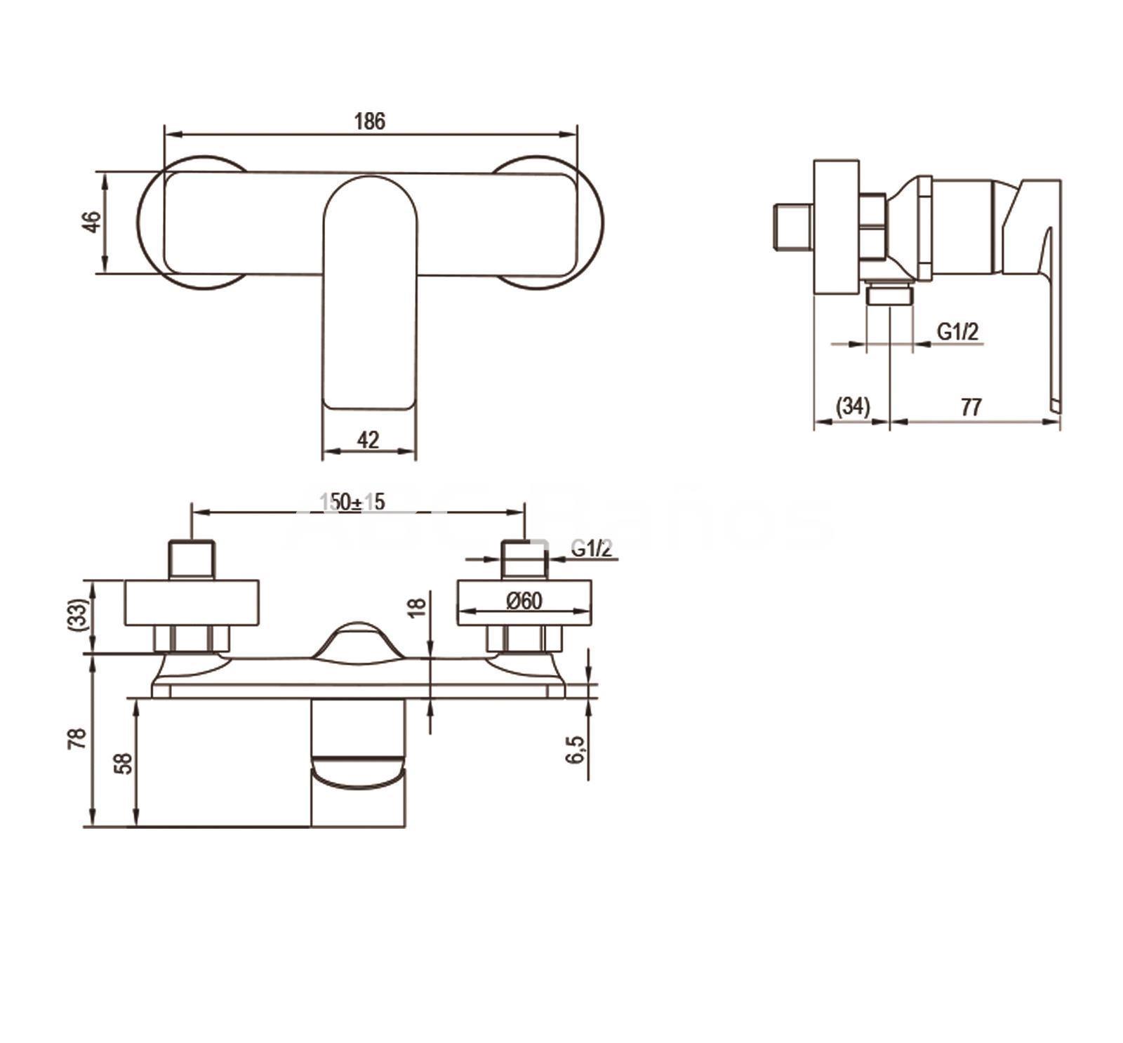 Grifo de ducha CHROME 1 completo (incluye soporte, mango y flexo) - Imagen 3