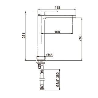 Grifo de lavabo caño alto ALPHA - Imagen 2