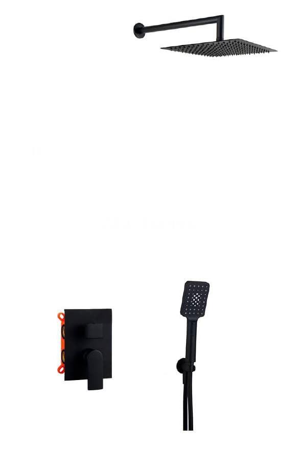 KIT DUCHA PARA EMPOTRAR EN PARED ALPHA EC208 CON MONOMANDO EN NEGRO - Imagen 1