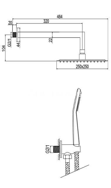 KIT DUCHA PARA EMPOTRAR EN PARED ALPHA EC208 CON MONOMANDO EN NEGRO - Imagen 4