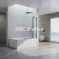 Mampara de Bañera Fija con Puerta Abatible Negra DU-100+110 - Imagen 1