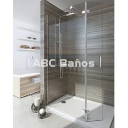 Mampara de Ducha 1 Fijo + Puerta Abatible Cromo/Negro - VT-500 - Imagen 2