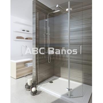 Mampara de Ducha 1 Fijo + Puerta Abatible Cromo/Negro - VT-500 - Imagen 2