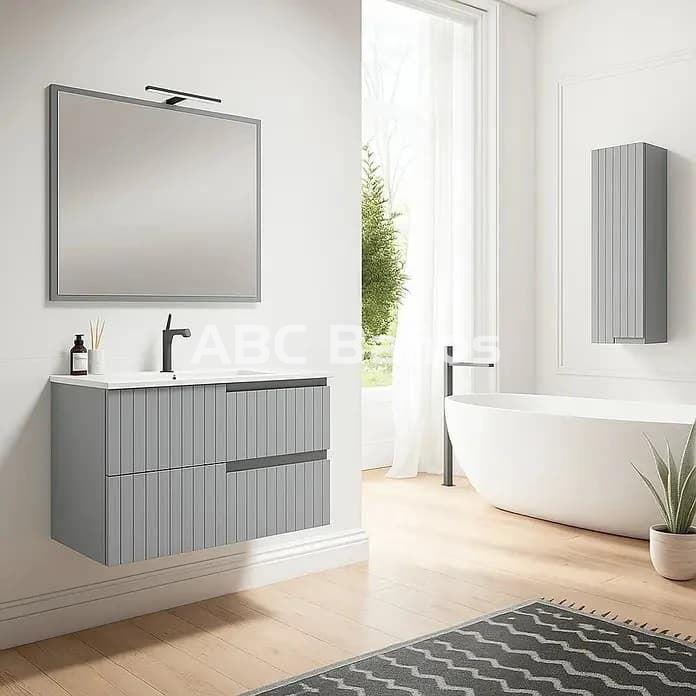 Mueble baño suspendido mod. CLAIR (2 Cajones) con lavabo cerámico - Imagen 4