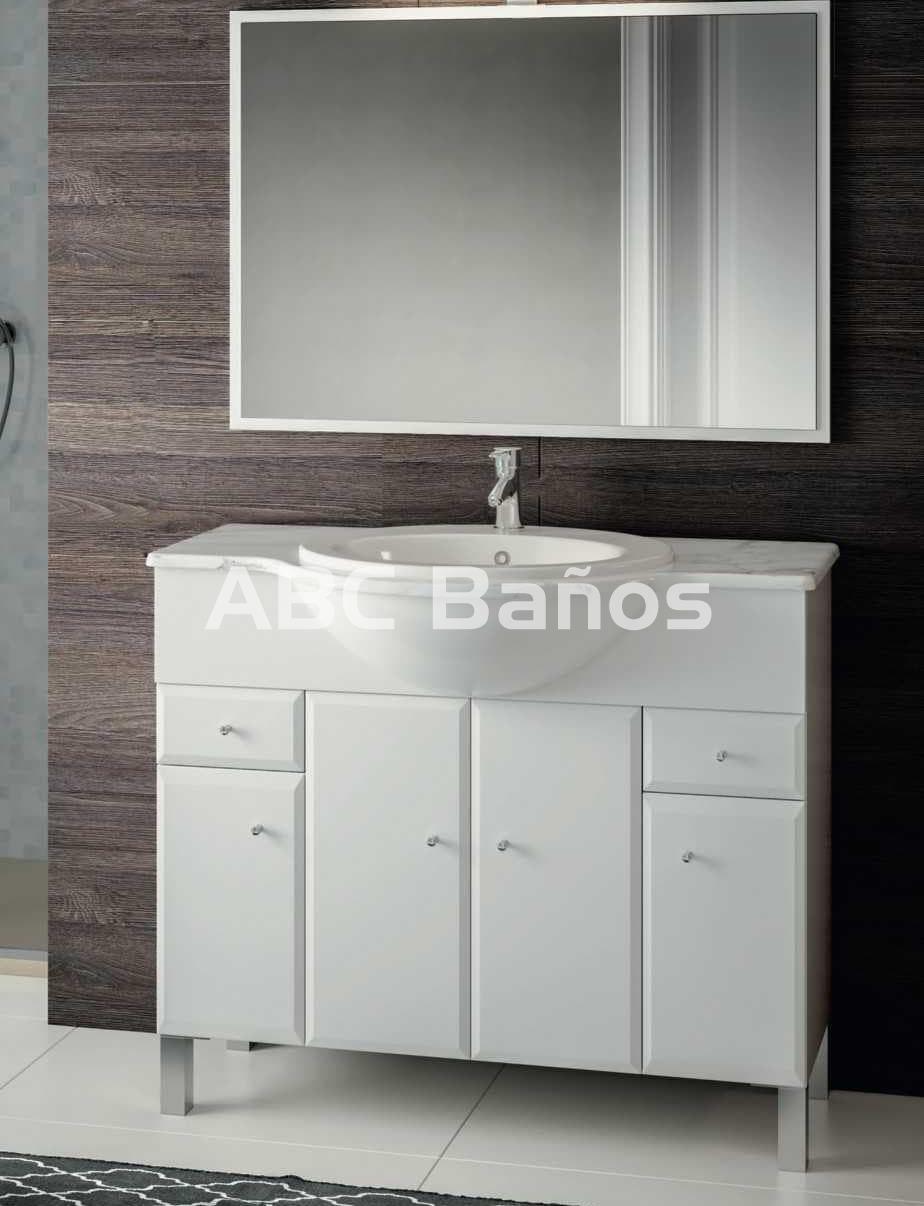 Mueble de baño BISEL blanco con encimera y lavabo - Imagen 1