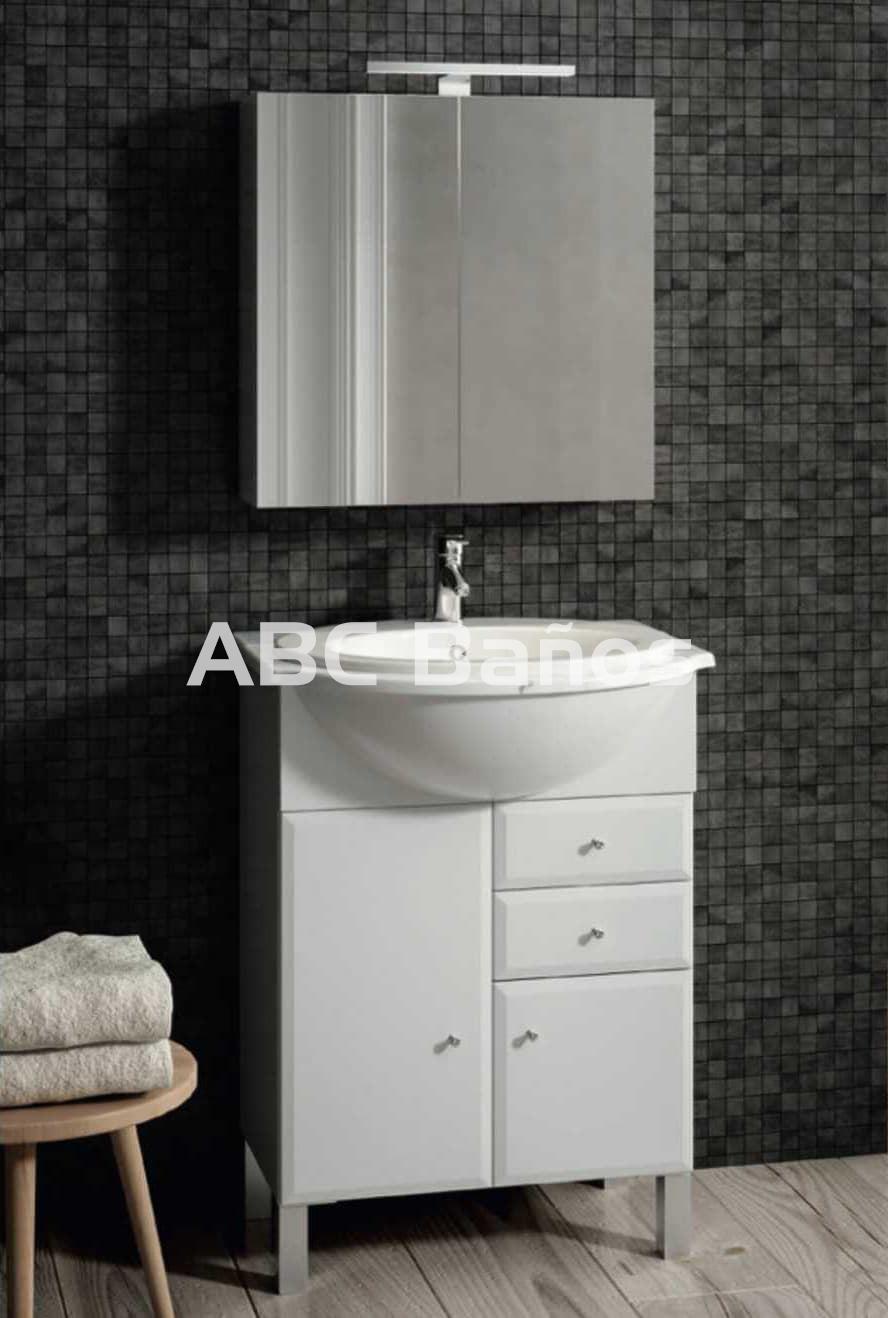 Mueble de baño BISEL blanco con encimera y lavabo - Imagen 3