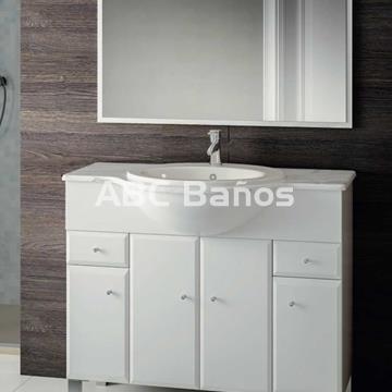 Mueble de baño BISEL blanco con opciones de lavabo y encimera - Imagen 1