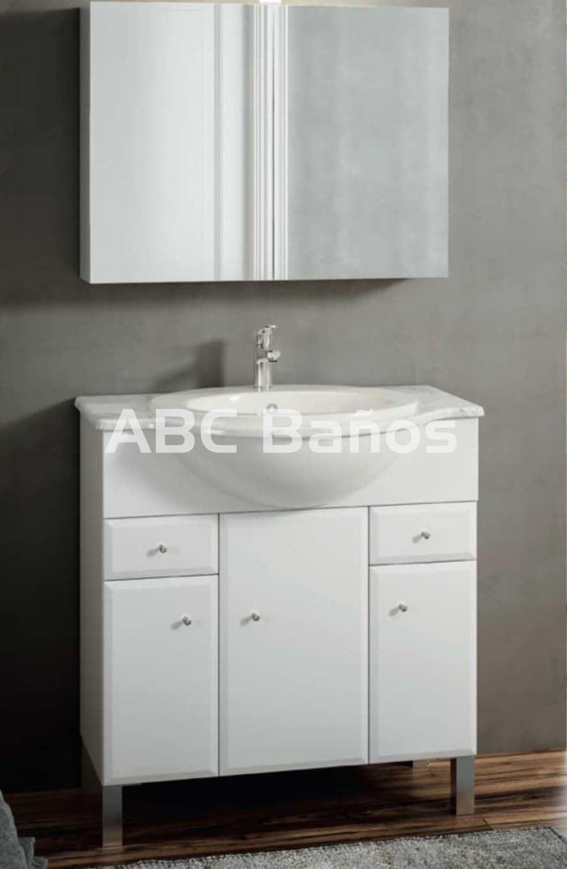 Mueble de baño BISEL blanco con opciones de lavabo y encimera - Imagen 2