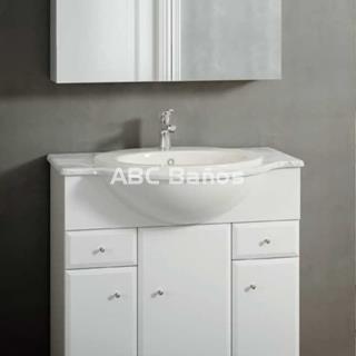 Mueble de baño BISEL blanco con opciones de lavabo y encimera - Imagen 2