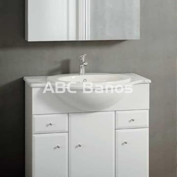 Mueble de baño BISEL blanco con opciones de lavabo y encimera - Imagen 2