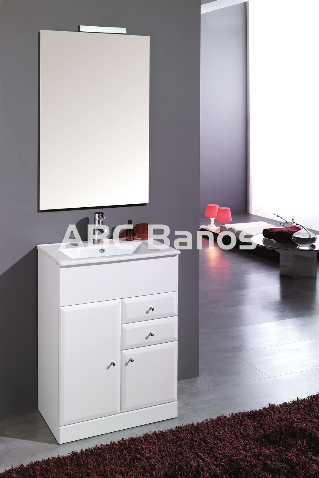 Mueble de baño BISEL RECTO (fondo reducido) blanco con lavabo - Imagen 1