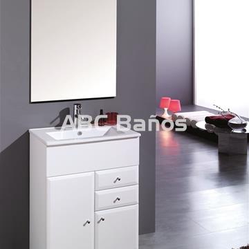 Mueble de baño BISEL RECTO (fondo reducido) blanco con lavabo - Imagen 1