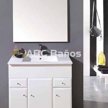 Mueble de baño BISEL RECTO (fondo reducido) blanco con lavabo - Imagen 2