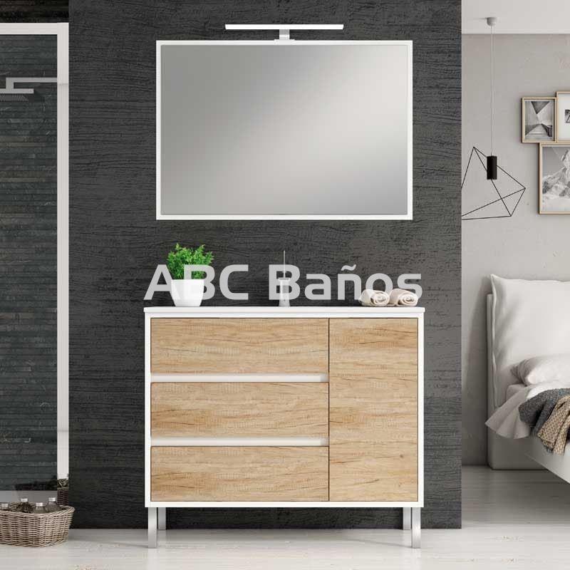 Mueble de baño ROMA (3 cajones +1 puerta) con lavabo - Imagen 2